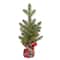 12" Green Glitter Pine & Red Berry Accent Tree in Red Plaid Fabric Base by Ashland®